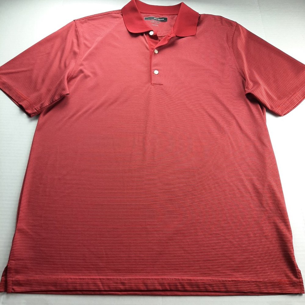Greg Norman Men's Play Dry Golf Polo Shirt Size Large Red Blue Stripes